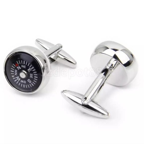 French Shirt Real Working Compass Cuff Links - Picture 1 of 8